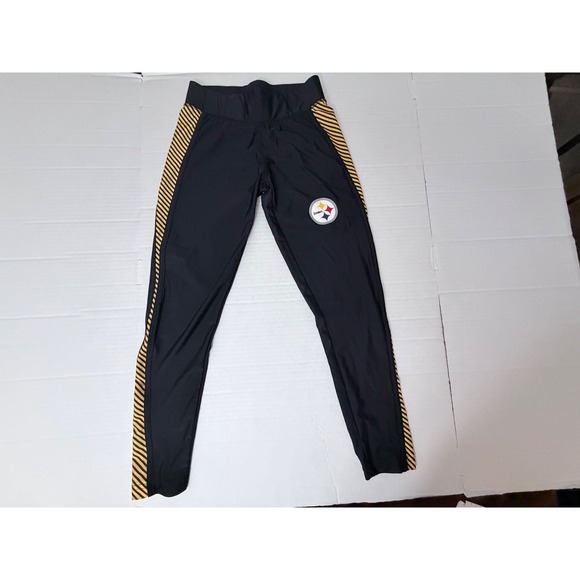 NFL Pants - NFL Team Apparel Pittsburgh Steelers Leggings Black Yellow Striped Womens Small